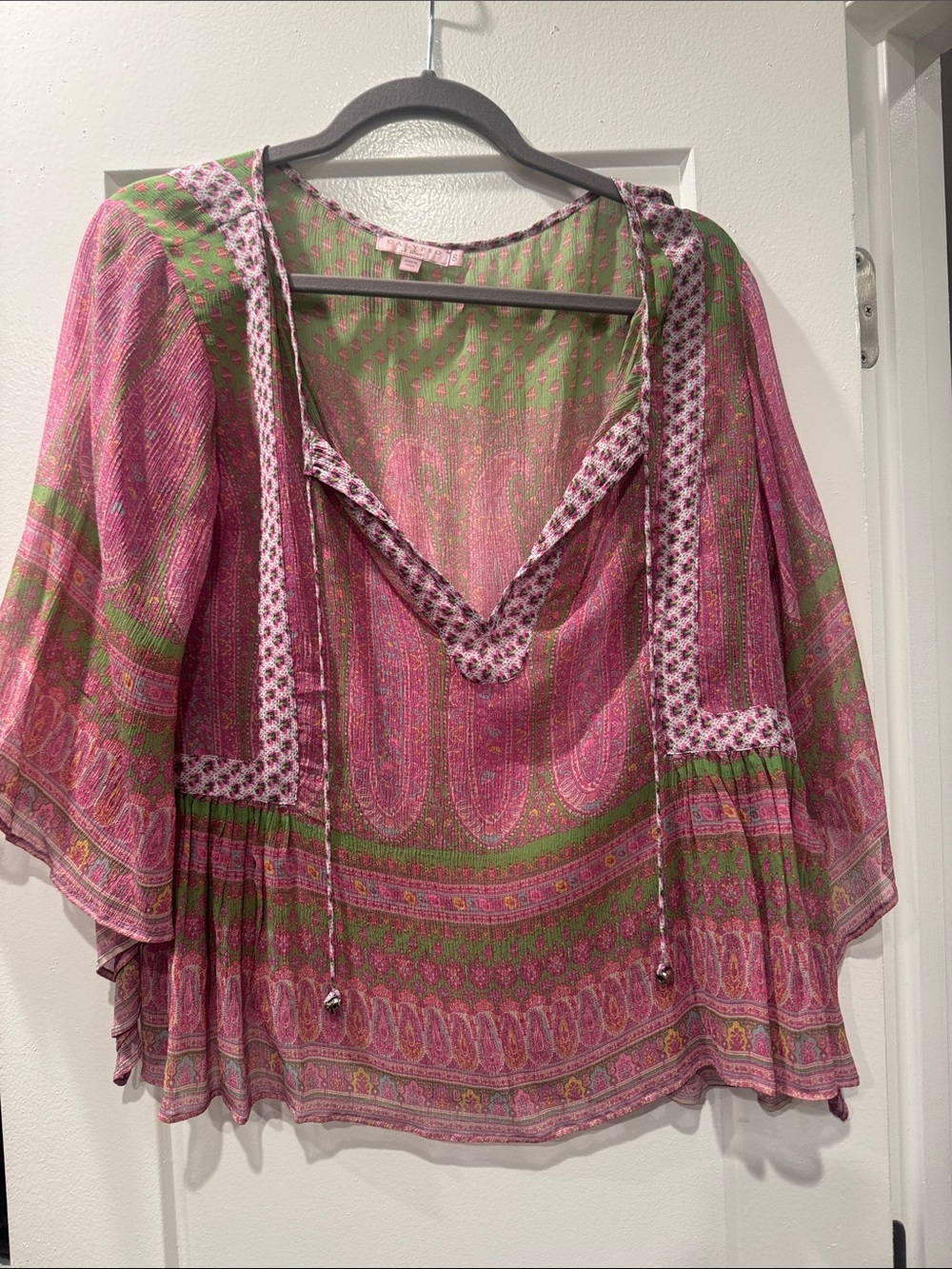 Calypso St Barth Boho Pink & Green Printed tunic